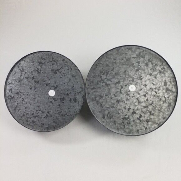 Farmhouse Galvanized Metal Storage Trays Buckets With Handles Set-2 Piece - Picture 4 of 8